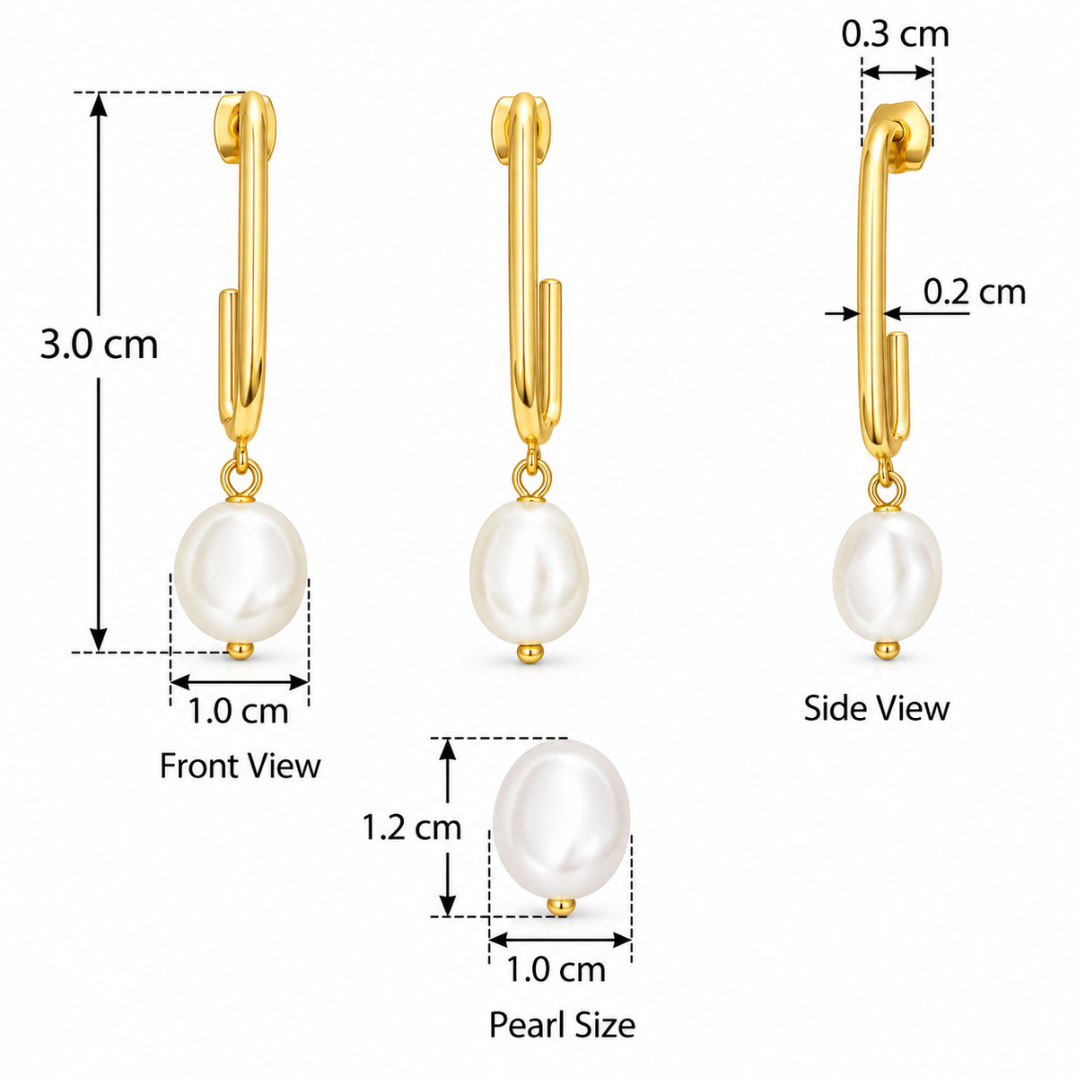Pearl Drop Paperclip Earrings