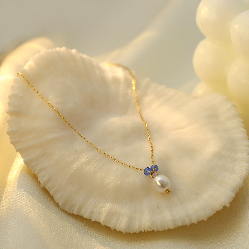 Azure Pearl Dewdrop Necklace