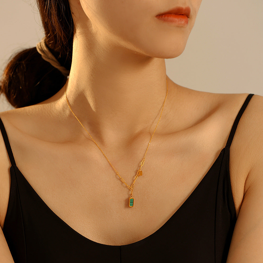 Verdant Art-Deco Malachite Necklace
