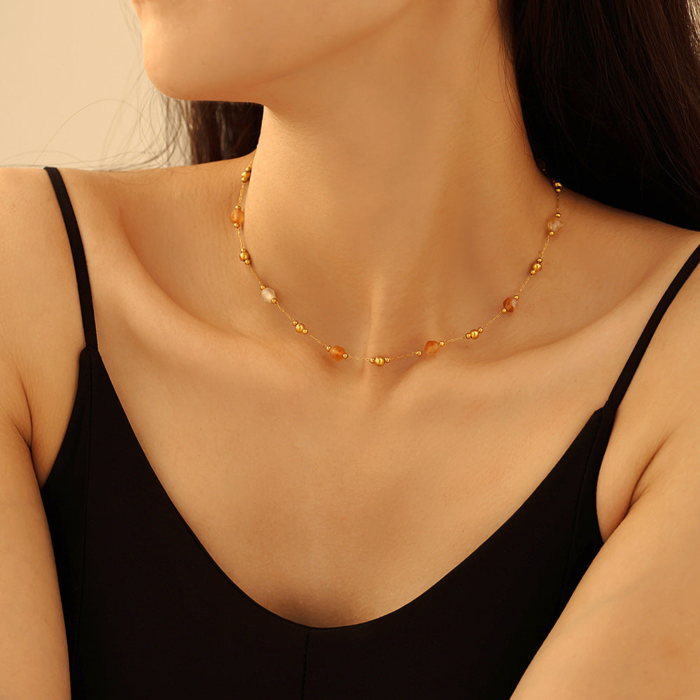 Amber Petal Station Necklace