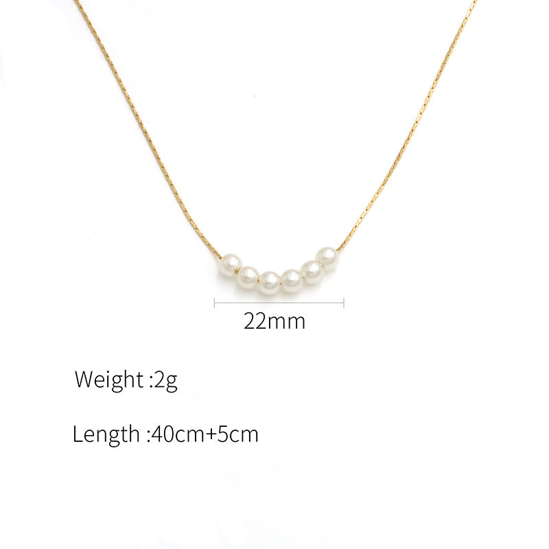 Six Pearls Curve Necklace