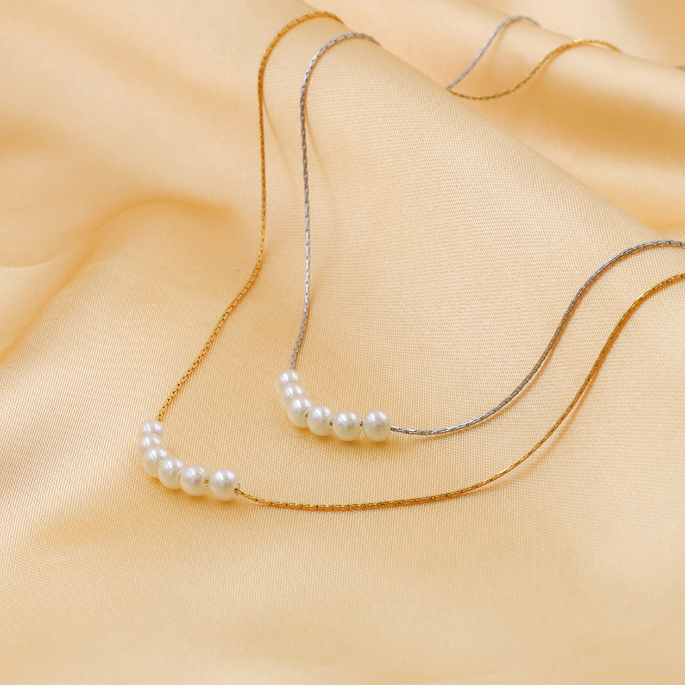 Six Pearls Curve Necklace