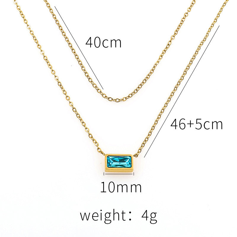 Aquamarine Baguette Layered Necklace