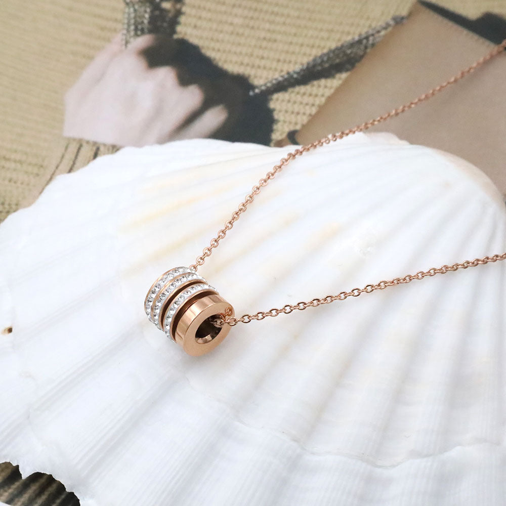 Trilogie Pavé Barrel Necklace