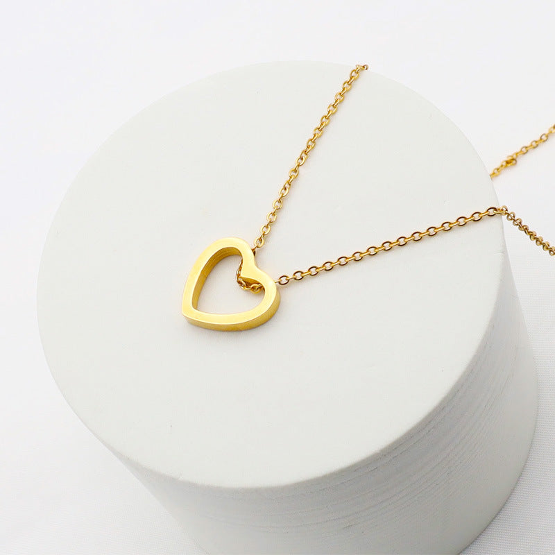 Gold Open Heart Pendant Necklace