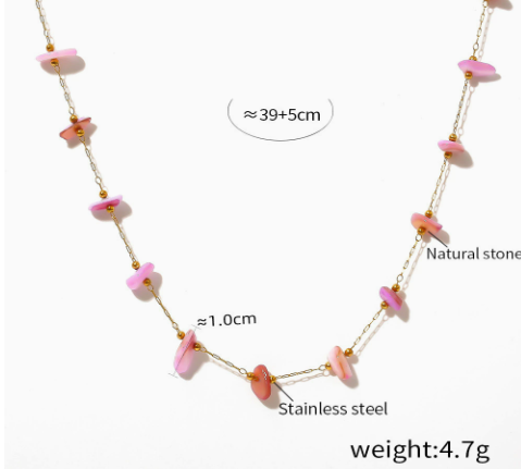 Pink Natural Stone Chip Necklace