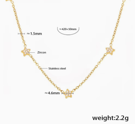Triple Star Zircon Necklace