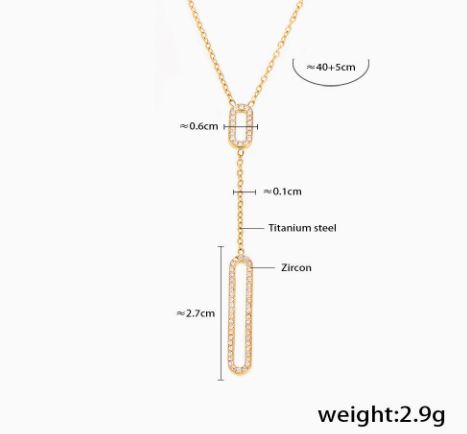 Zircon Drop Bar Necklace
