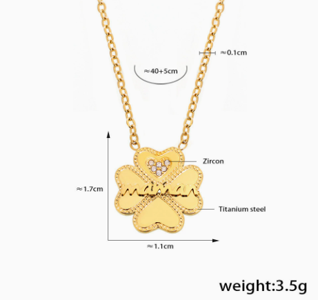 Four-Leaf Heart Zircon Necklace