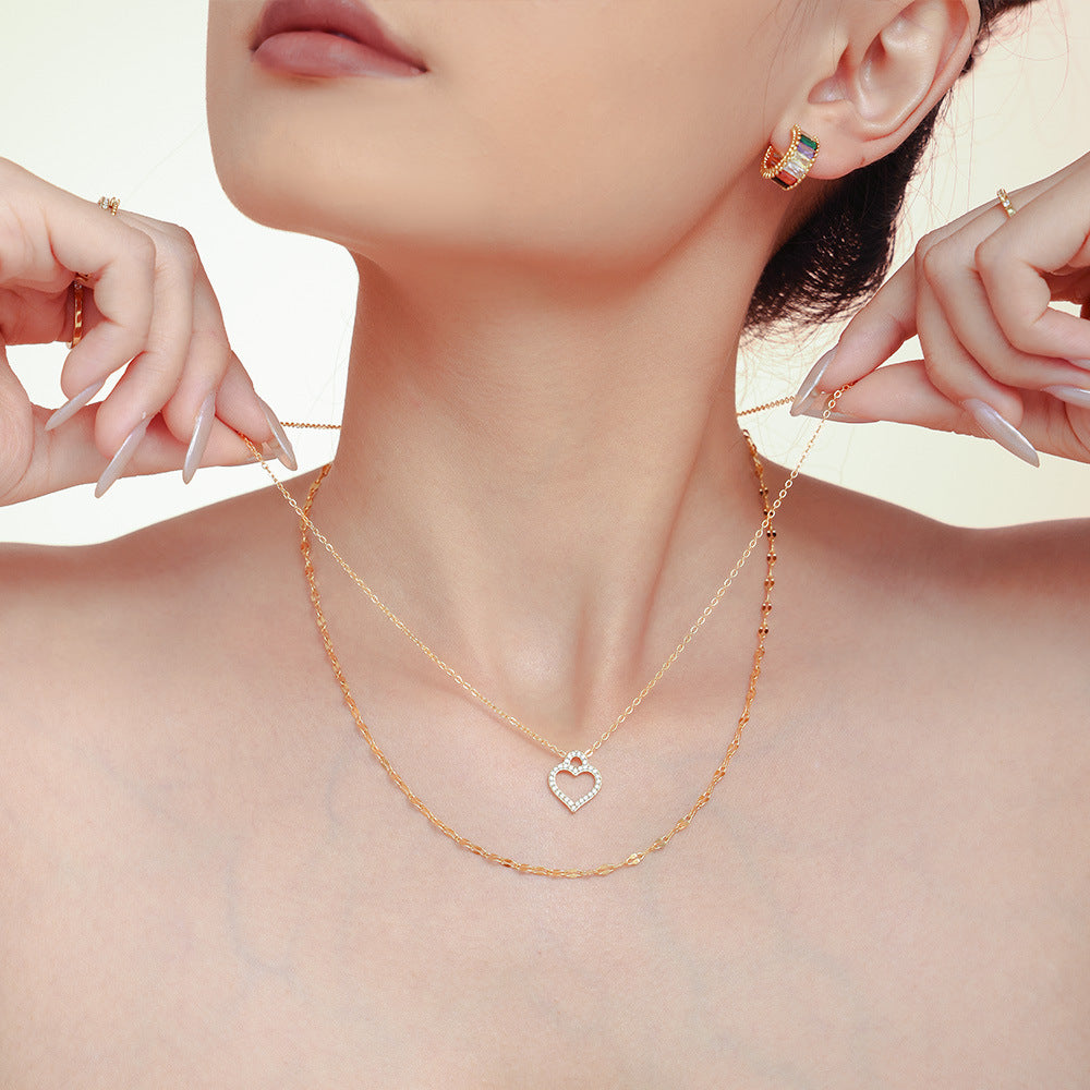 Open Heart Zircon Necklace