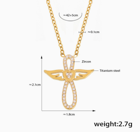 Winged Heart Zircon Necklace