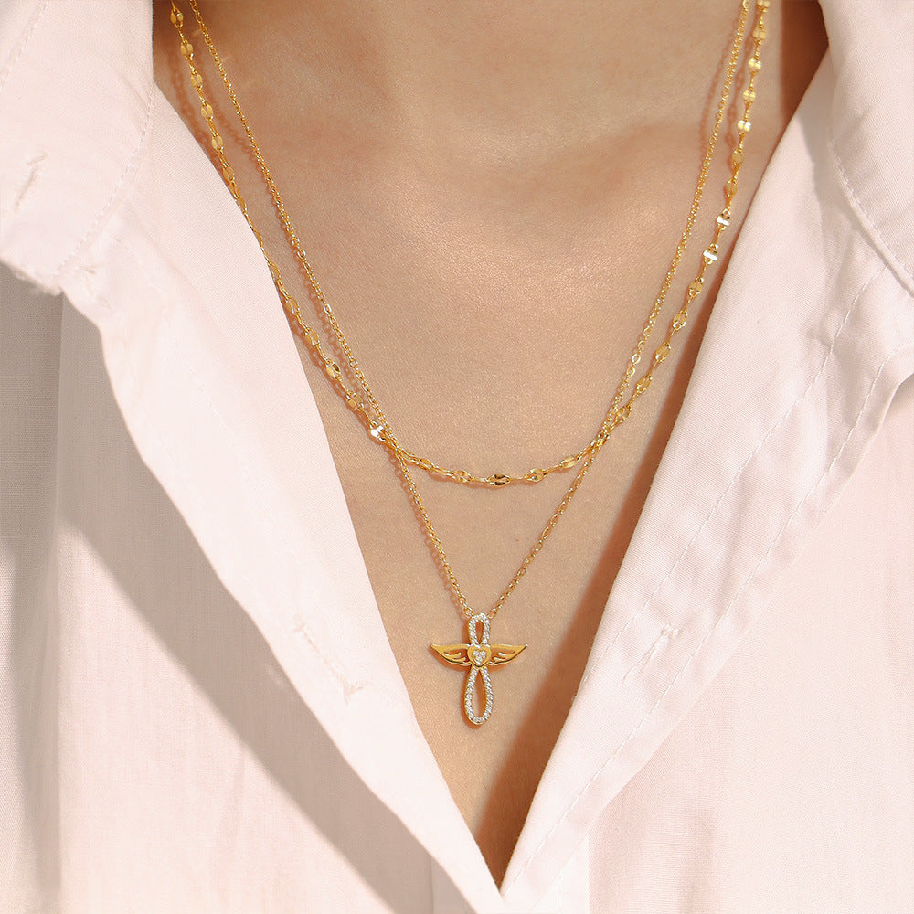 Winged Heart Zircon Necklace