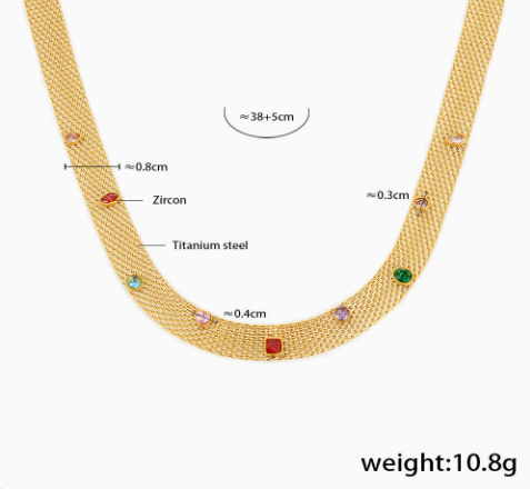 Rainbow Zircon Mesh Necklace