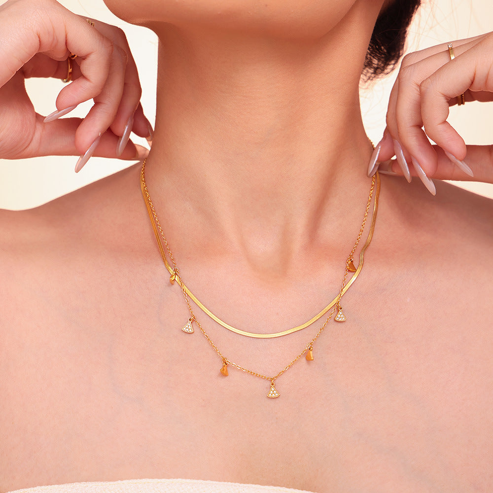Zircon Triangle Charm Necklace
