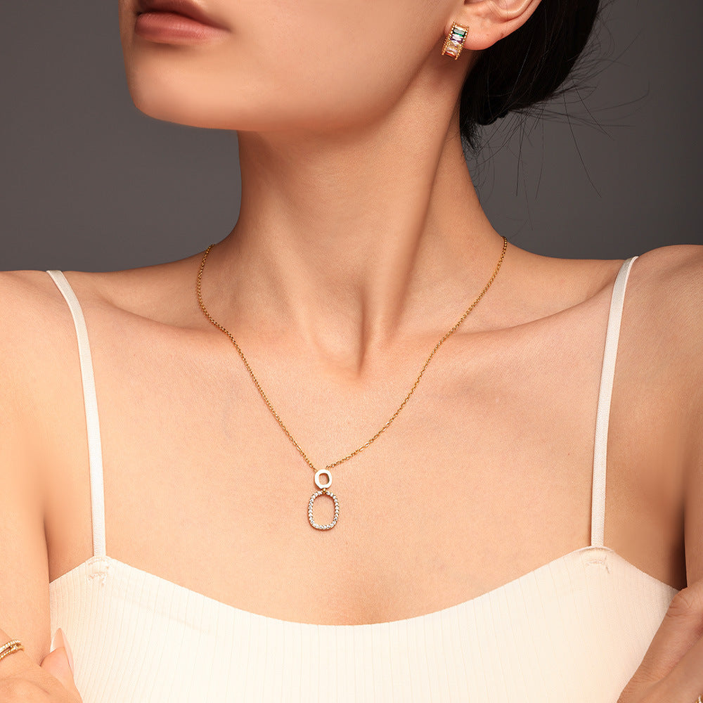 Double Oval Zircon Necklace