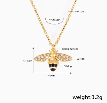 Bee Zircon Pendant Necklace