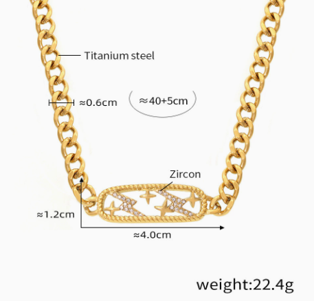 Cross Zircon Link Necklace