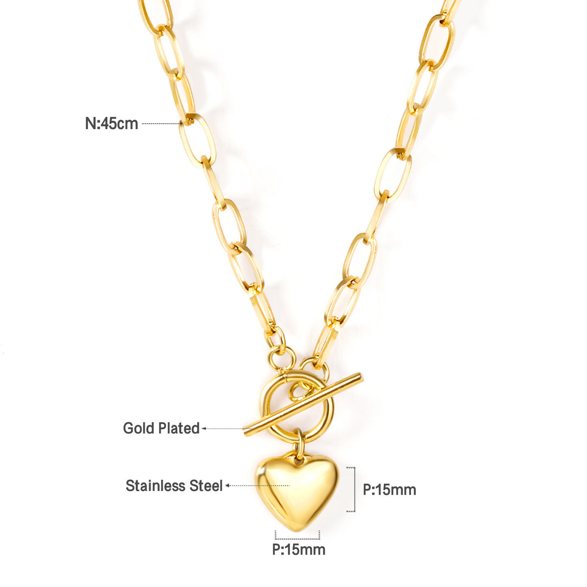 Toggle Heart Link Necklace
