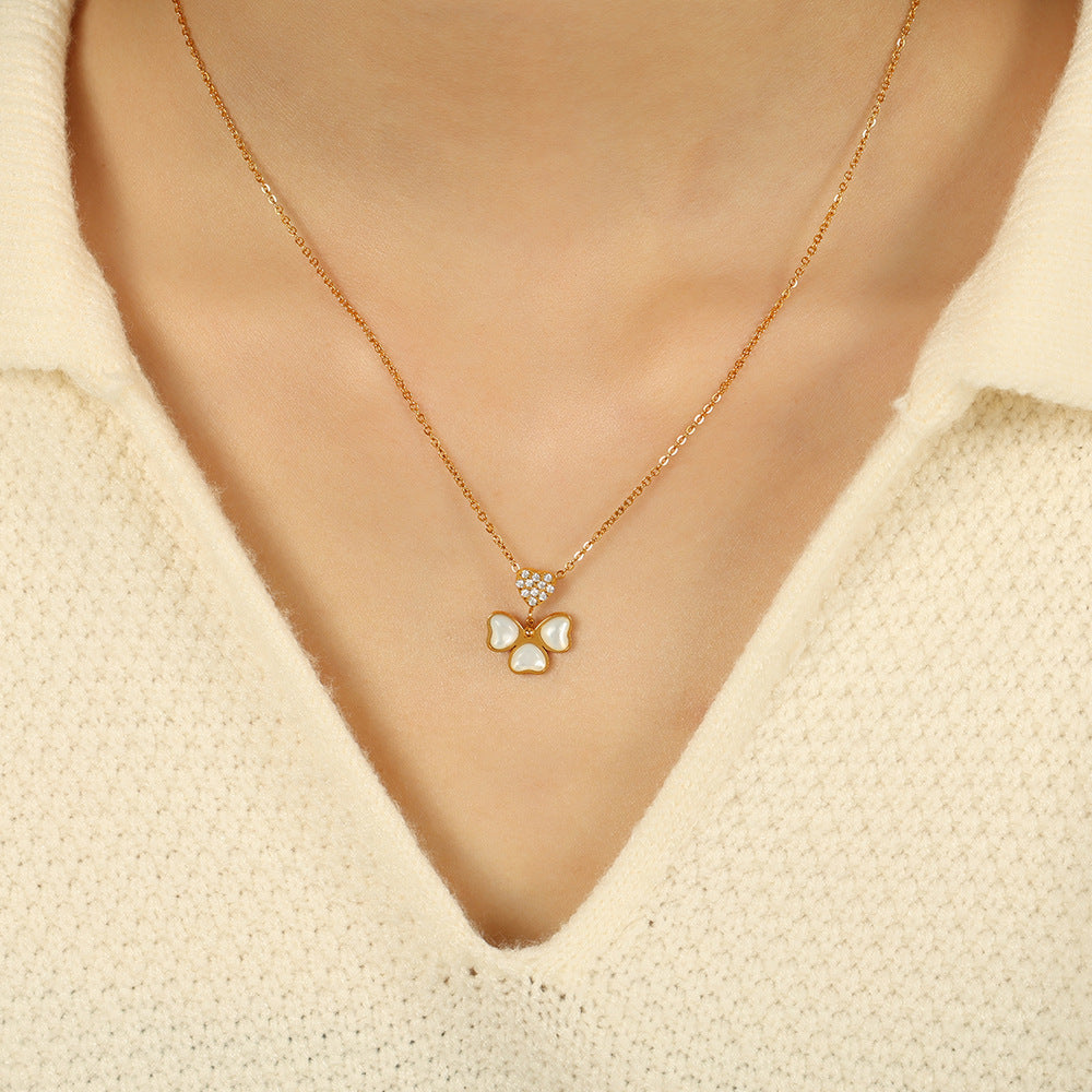 Pearl Butterfly Heart Necklace