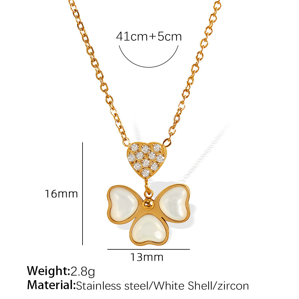 Pearl Butterfly Heart Necklace