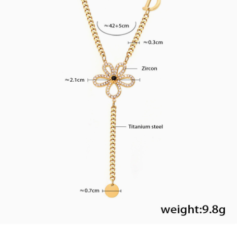 Crystal Flower Y-Drop Necklace