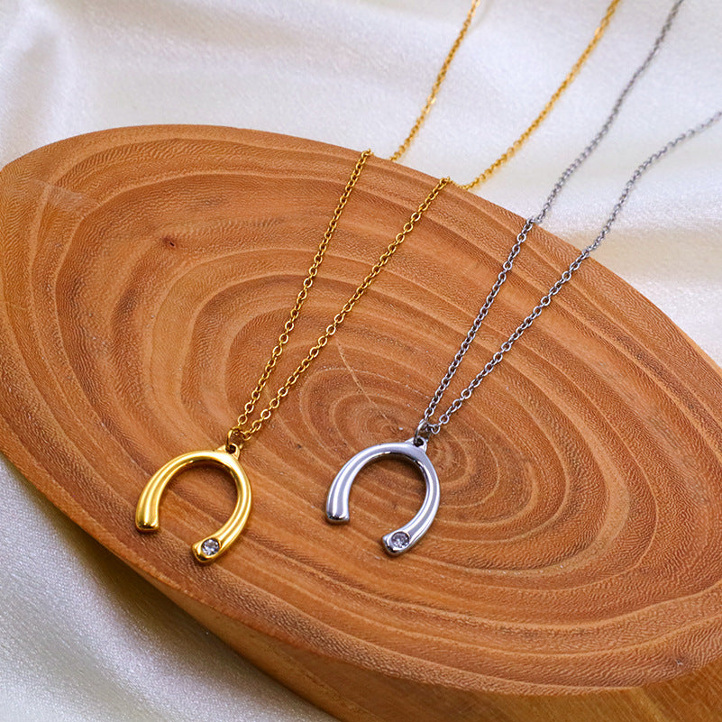 Crystal Horseshoe Pendant Necklace