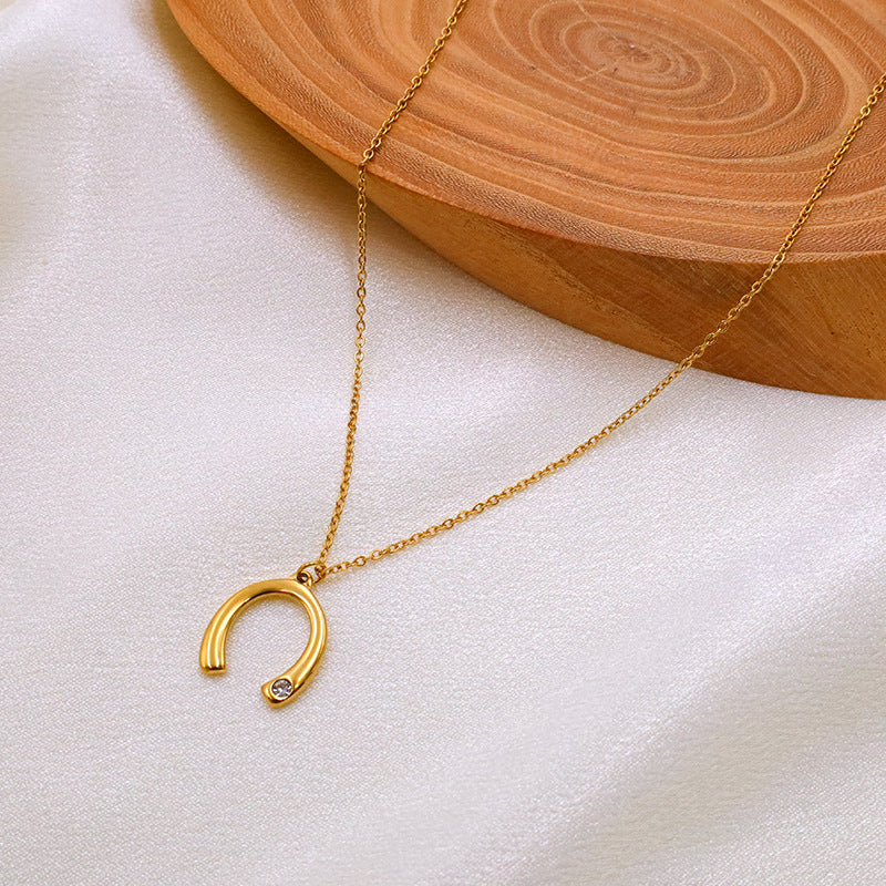 Crystal Horseshoe Pendant Necklace