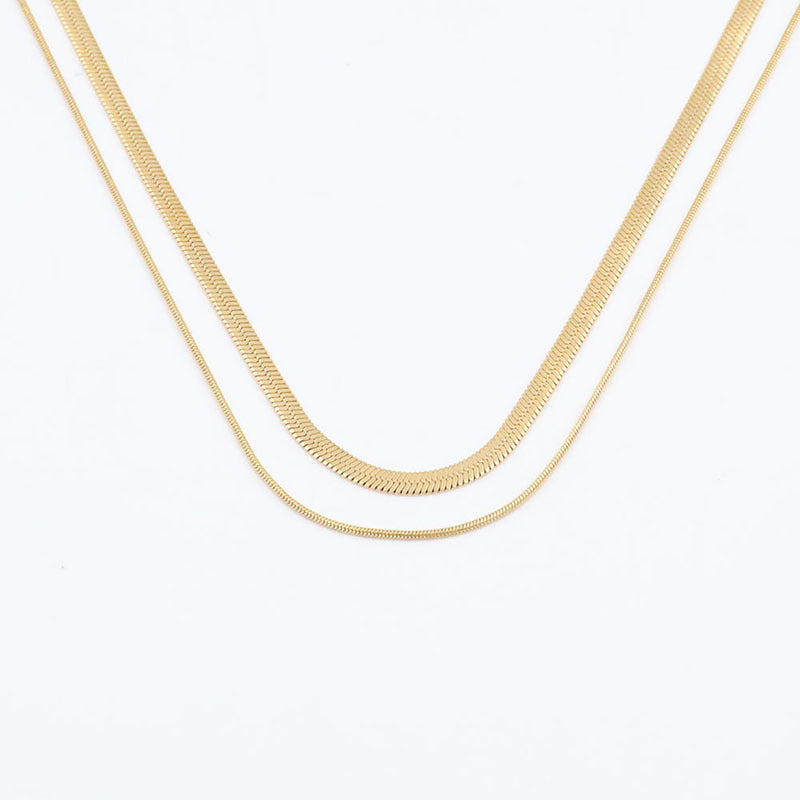 Double-Layer Herringbone Chain Necklace