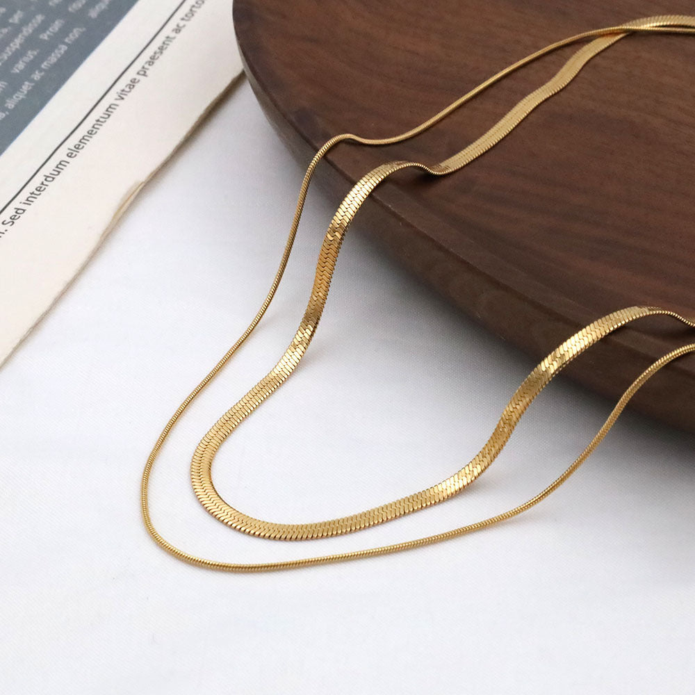 Double-Layer Herringbone Chain Necklace