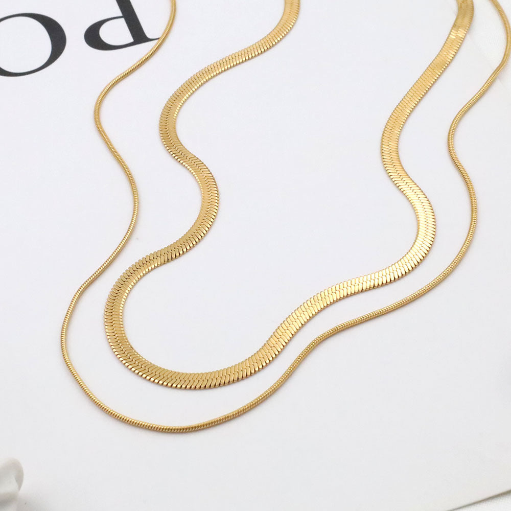 Double-Layer Herringbone Chain Necklace