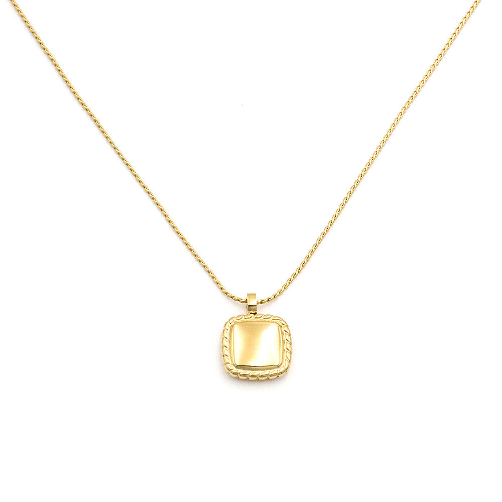 Classic Rope-Edge Square Pendant Necklace
