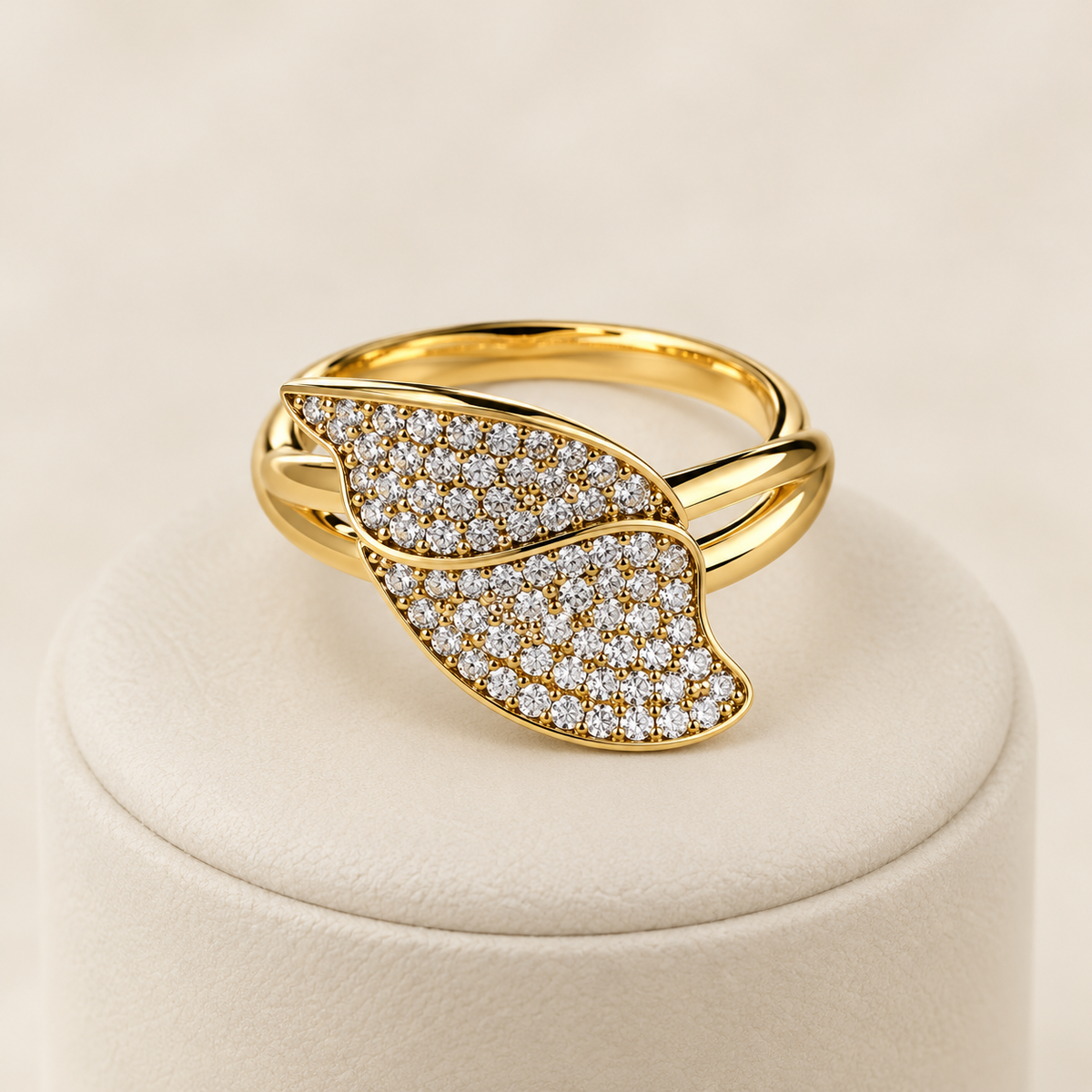 Leaf Pavé Statement Ring
