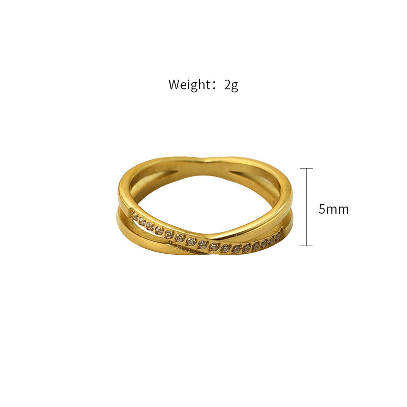 Lustre Crossing Zircon Ring