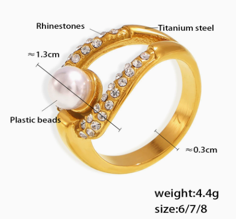 Seraphina Pearl Wave Ring