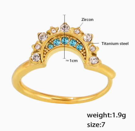 Arc-en-Ciel Azure Crown Ring