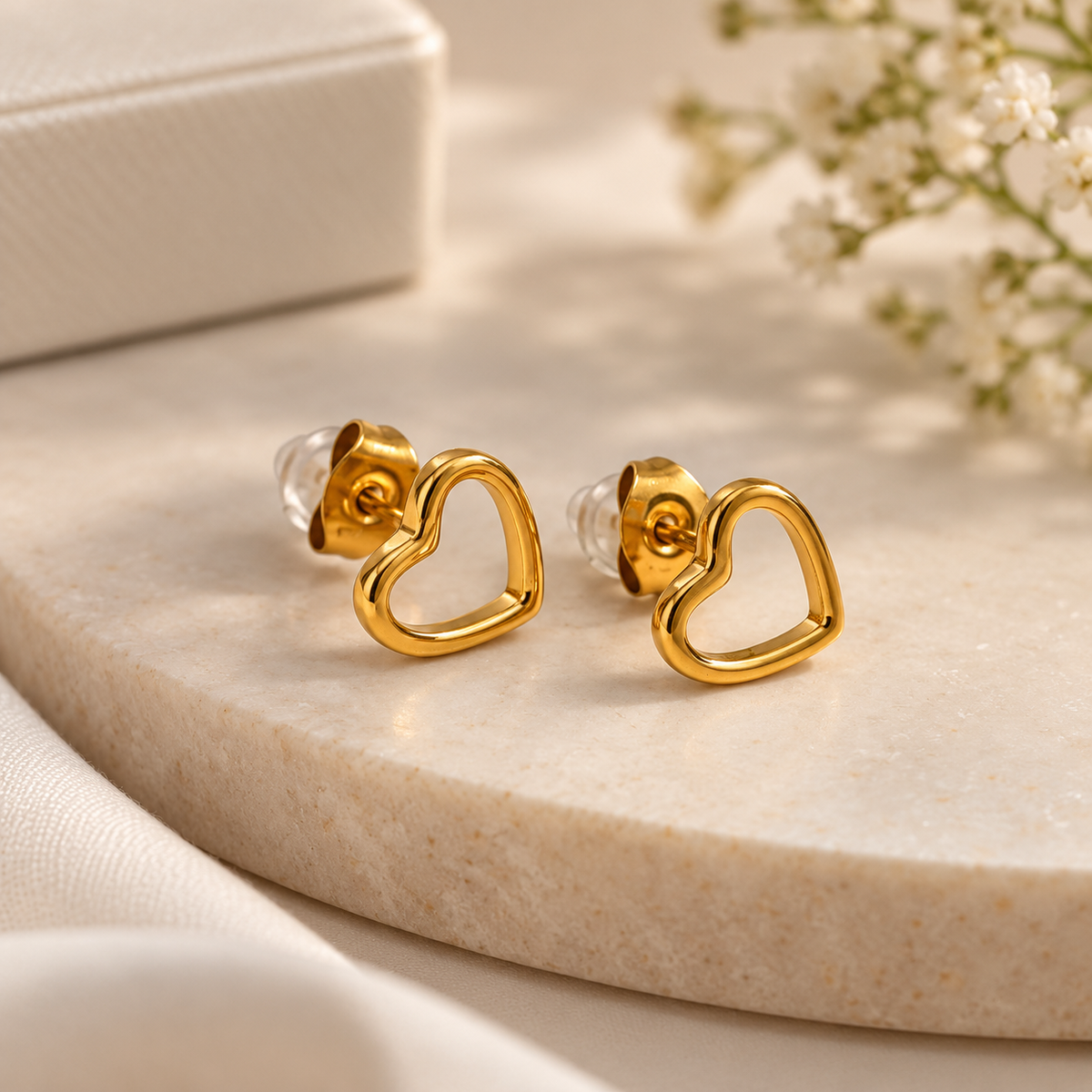 Open Heart Stud Earrings