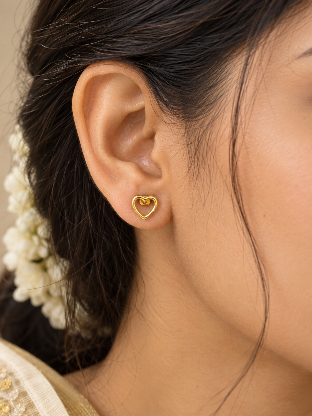 Open Heart Stud Earrings