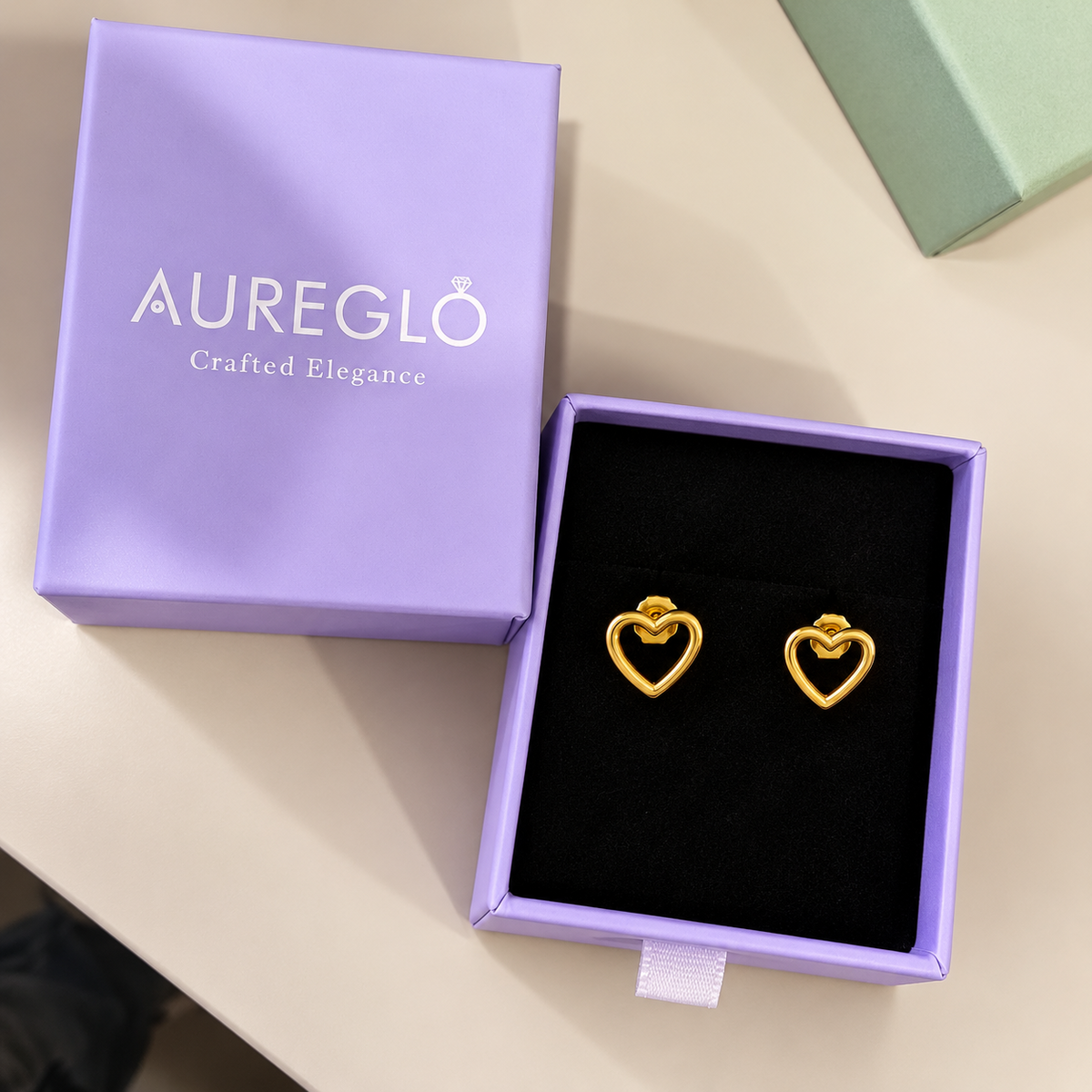 Open Heart Stud Earrings