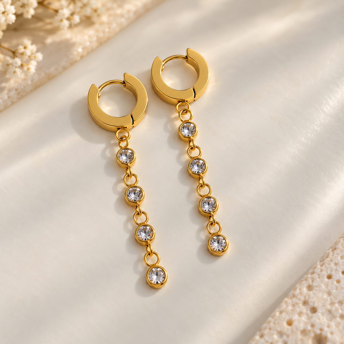 Gold-Tone Crystal Drop Earrings